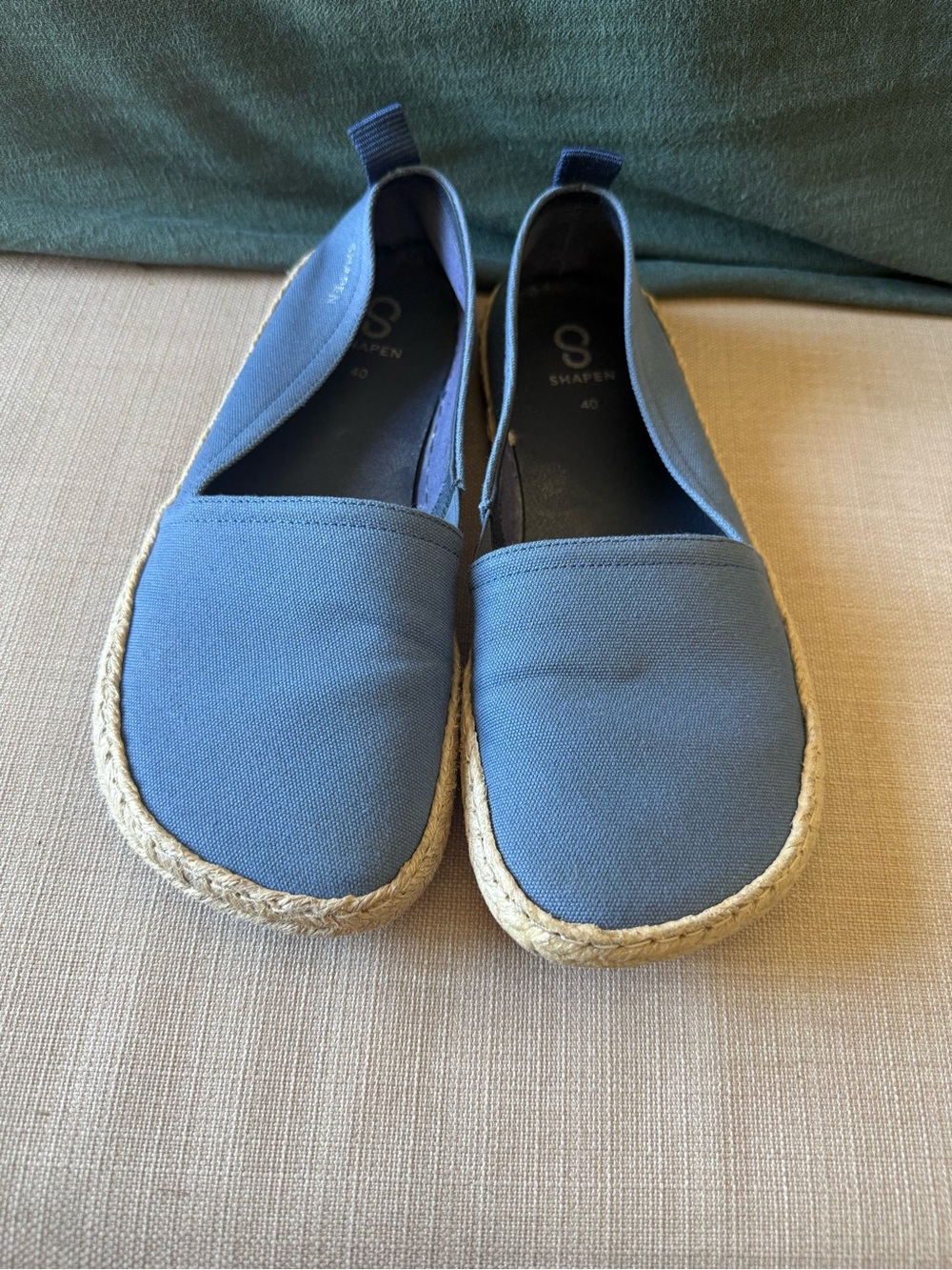 Women's Blue Canvas Espadrille Slip-On Flats by SHAPEN